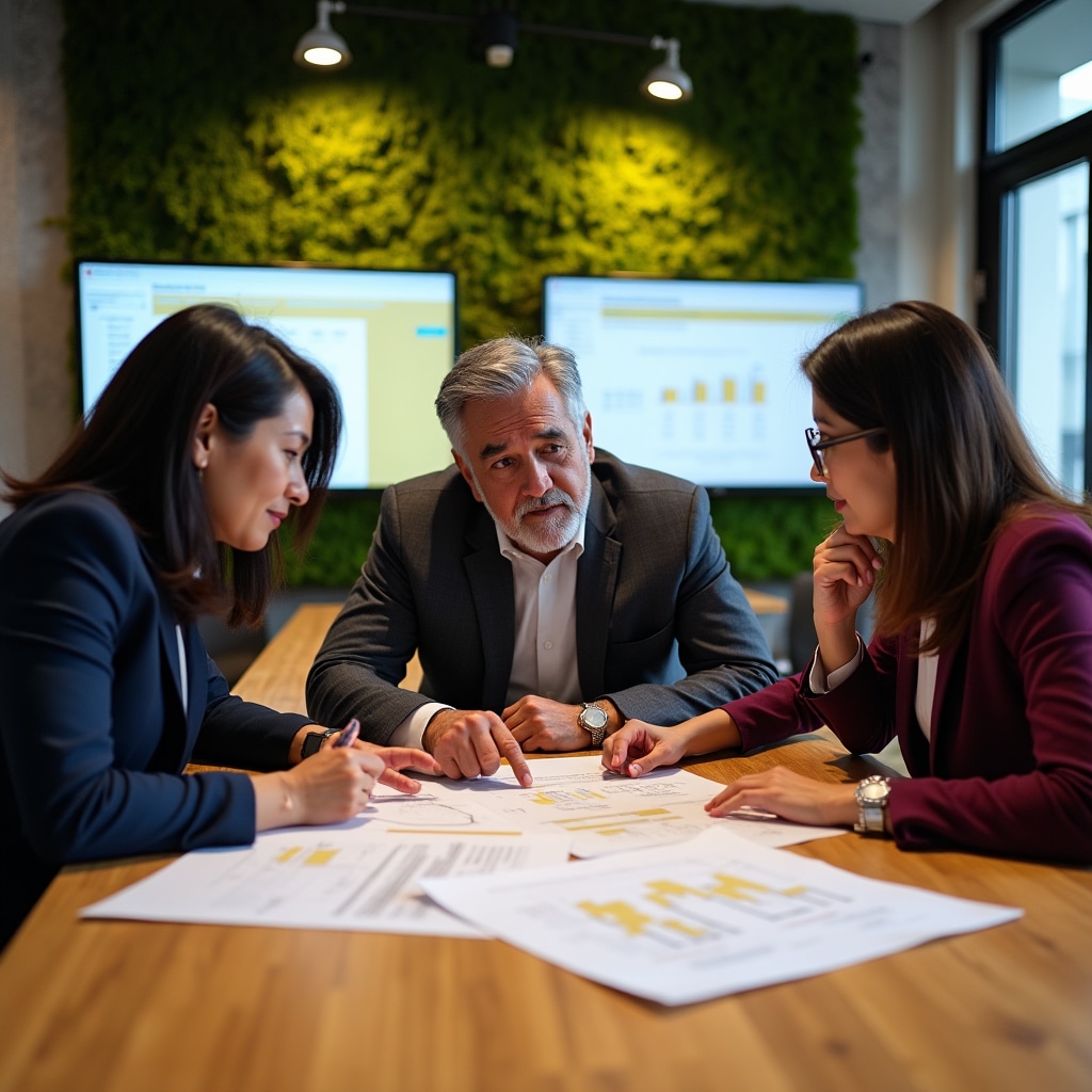 Workshop participants examining hypothetical real estate investment scenarios on presentation screens