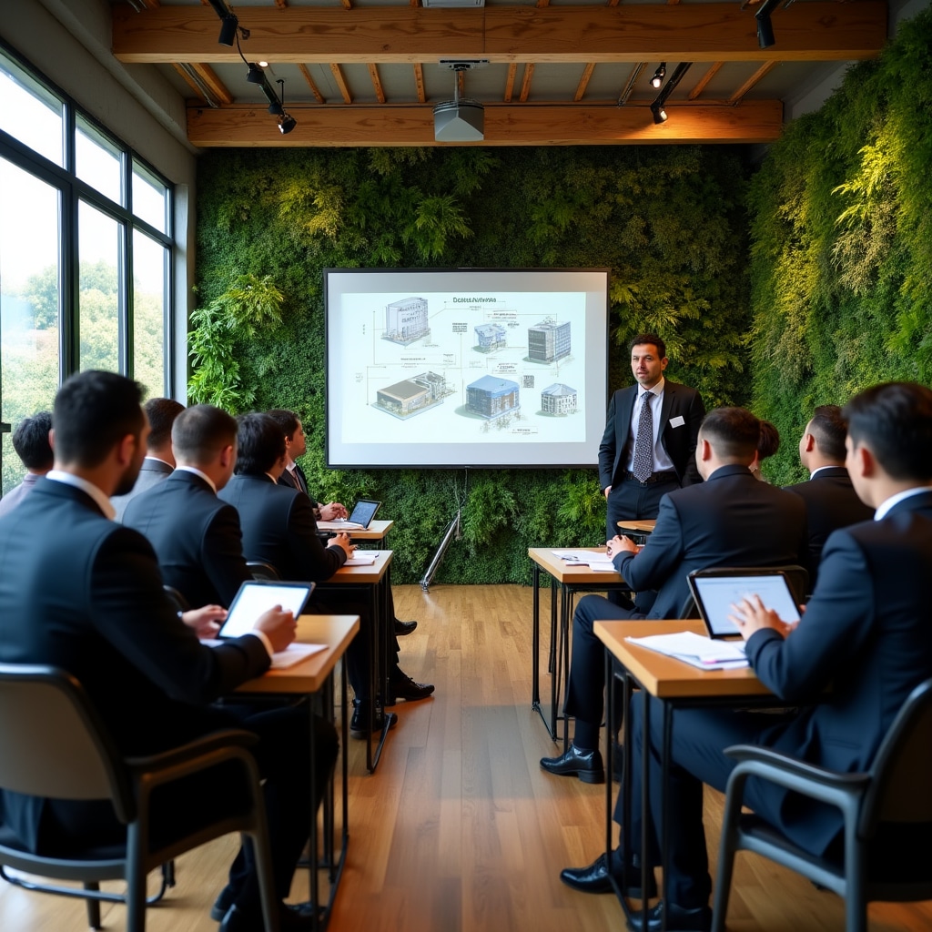 Educational workshop session with participants analyzing real estate investment scenarios